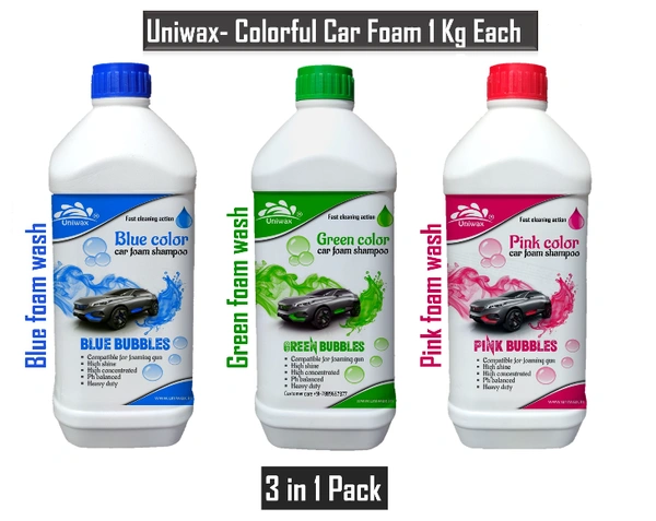 uniwax colour car foam shampoo color foam wash 3 in 1pack 1kg each